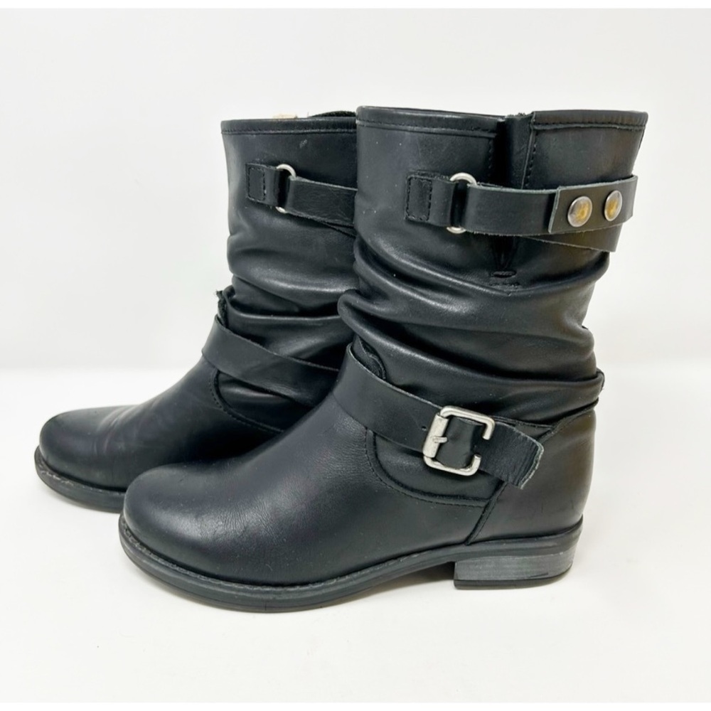Eric Michael Laguna Black Leather Slouched Biker Boots Size 36